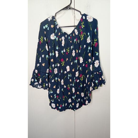 Terra & Sky Top Blouse Womens Plus 1X Blue - Picture 2 of 7